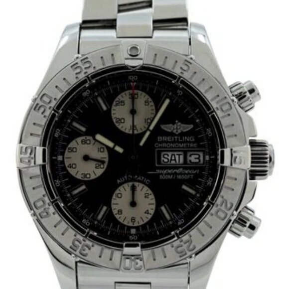 Breitling 42mm Men\'s Super Ocean Black Dial 500M Auto Chrono B+P Watch! A13340! main image 8
